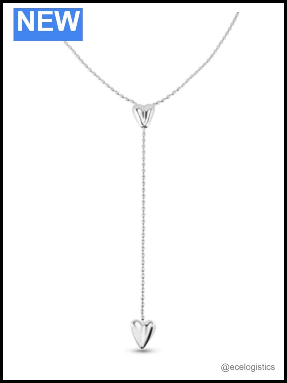 Sterling Silver Plated Heart Necklace Adjustable Chain Love Token